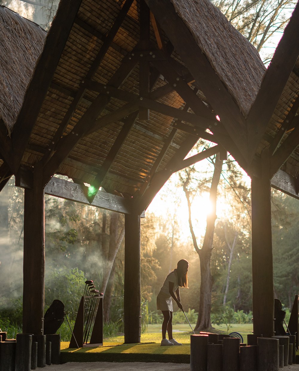 Botanical garden beneath a traditional framework